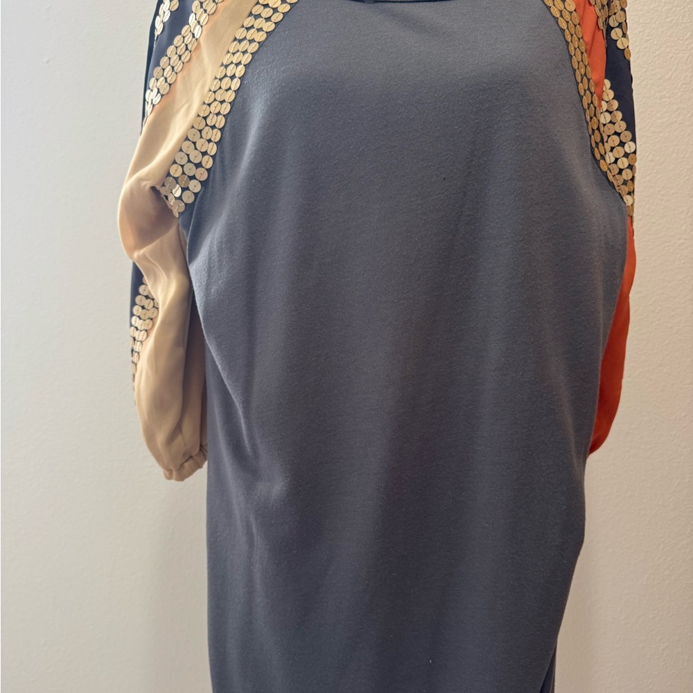 See by Chloé Gray Mini Dress with Sequined Stripes - Picture 6 of 9
